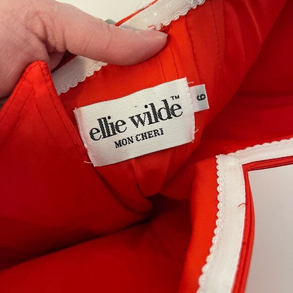Ellie Wilde Mon Cheri Red Satin Corset Prom Pageant Ball Gown Size 6 - Picture 12 of 14
